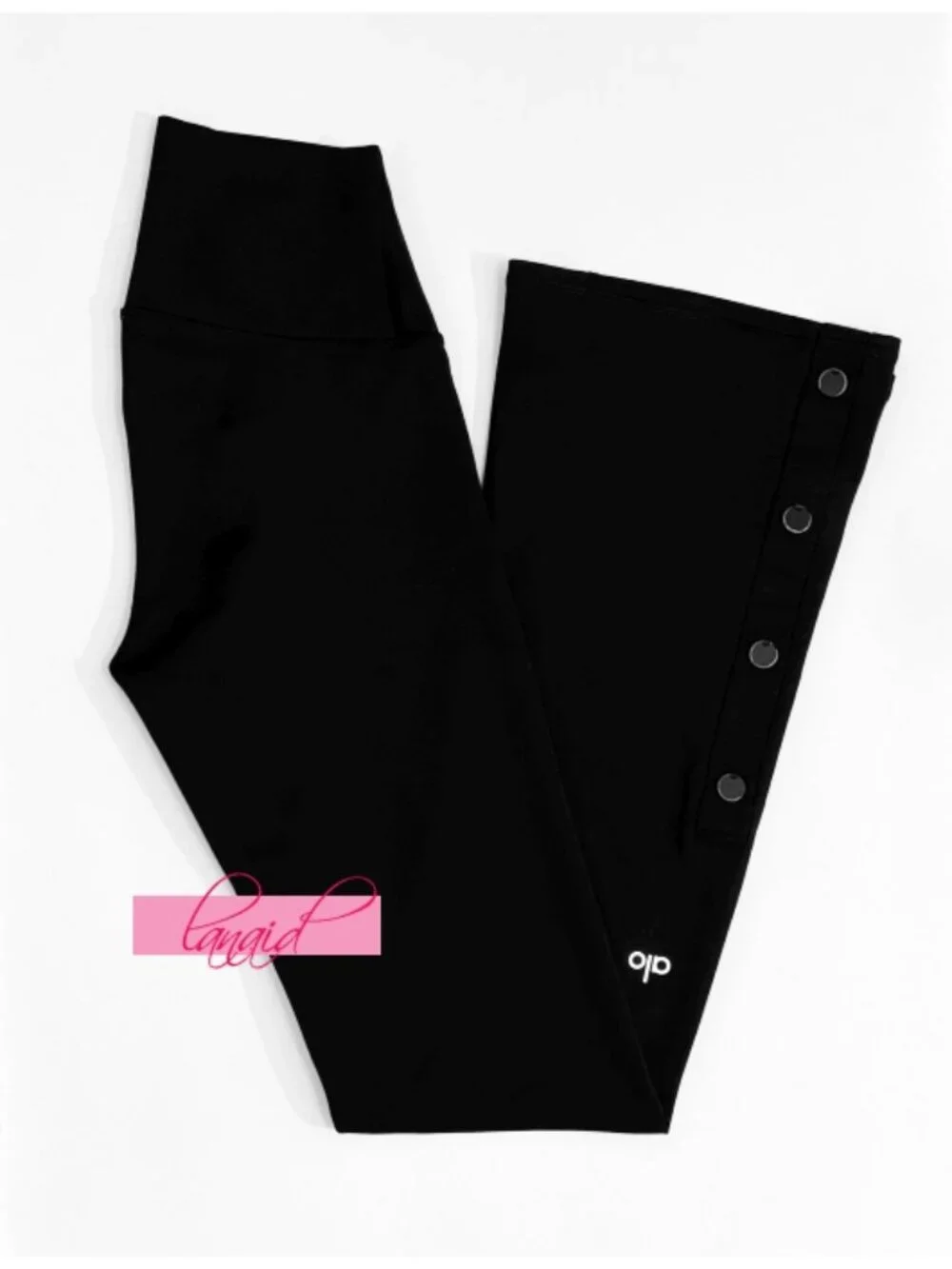 Alo Airlift High-Waist Game Changer Leggings Black Hi-Rise Button Bootcut Flare